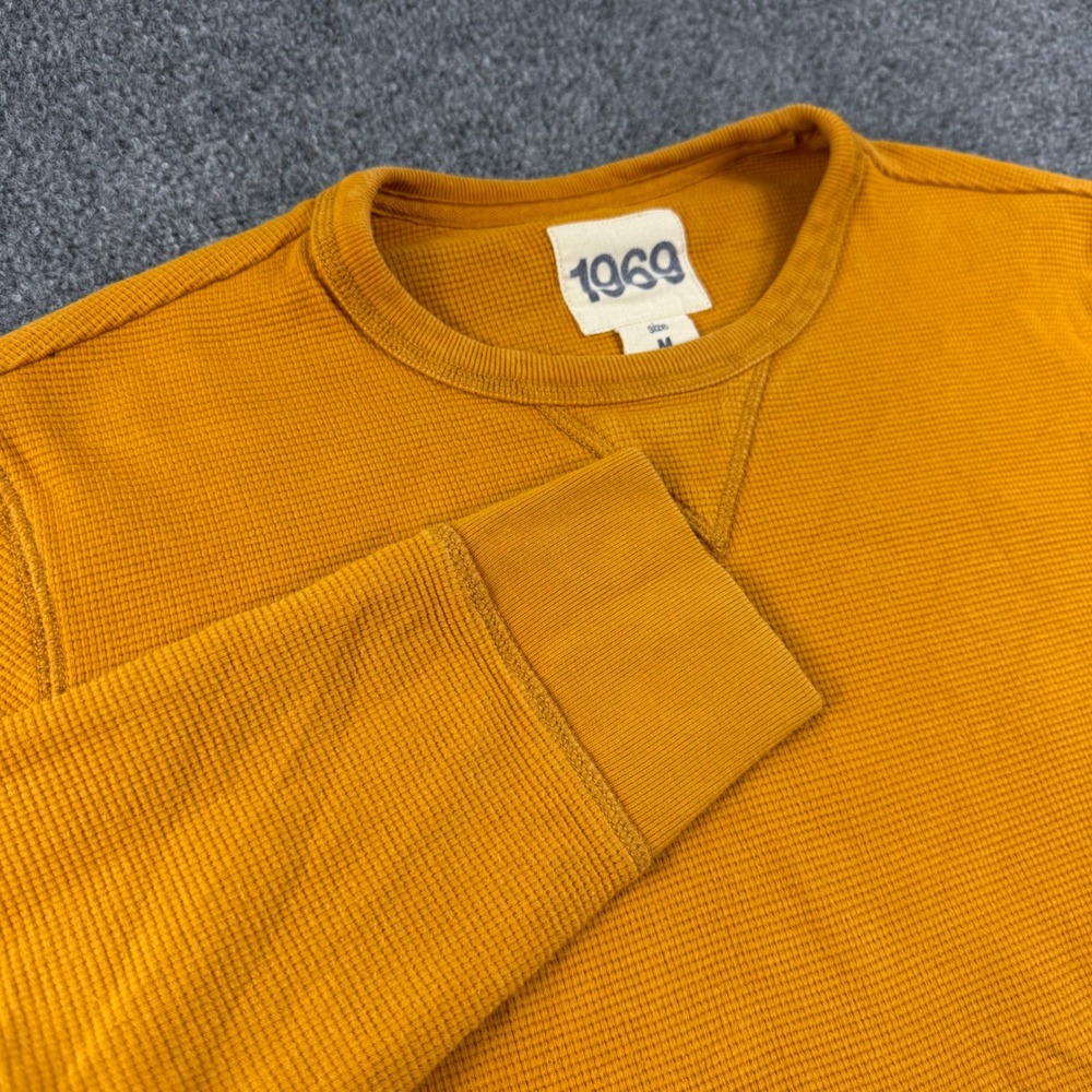VTG 1969 Gap Thermal Shirt Size Medium Orange Waffle Knit Long Sleeve Mens